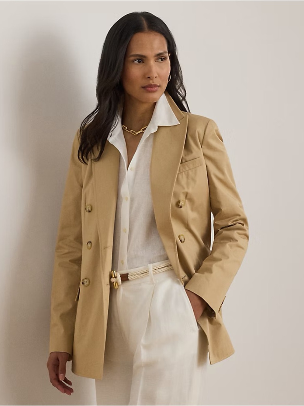 Lauren Ralph Lauren Double-Breasted cotton twill blazer size 16 like new perfect
